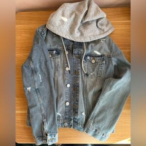 PacSun Denim Jacket with Gray Hood